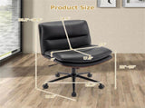 Black Armless Office Chair , Curved Backrest & Wide Seat, 360&deg Swivel & Rocking Function 96919480