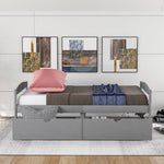 ZUN Twin size platform bed, with two drawers, gray 72680589
