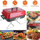 Portable Charcoal Grill Outdoor Tabletop Grill Small Barbecue Smoker Folding BBQ Grill with Lid for 00244294