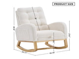 LY-5104 Plush Accent Rocking with Footrest, Cream White High-Back Rocker, Rubber Wood Lounge W2231P292976