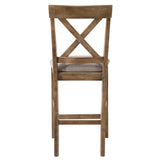 Tan and Weathered Oak Counter Height Stools with Cross Back B062P181292