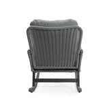 Contemporary Minimalist Gray Wicker Rocking Chair with Soft Polyester Cushions and Durable Wooden N767P229004G