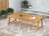 Modern Outdoor Dining Table, Acacia Wood Patio Table with Teak Finish - Weather-Resistant Garden, N770P358870T