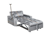Corduroy Pull-Out Sleeper Chair With Pillow, Brushed Stainless Steel Cup Holder, Phone Stand & Usb 32006606