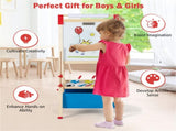 3-in-1 Wooden Kid's Easel NaturalBlue, Magnetic Chalkboard/Whiteboard 60 Accessories 76193261