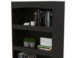 Bookcase, Three Shelves, Double Door Cabinet, Metal Hardware, Black B097132973