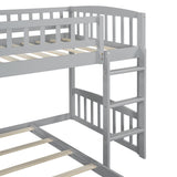 Twin Over Twin Bunk Bed with Slide and Ladder, Gray 44777113