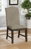 Transitional Style Espresso Frame 2pc Side Chairs Padded Seat Back Nailhead Trim Warm Gray Fabric B2741P309198
