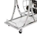 ZUN Contemporary Chrome Bar Cart with Wine Rack Silver Modern Glass Metal Frame Wine Storage 68234028