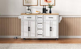 K&K 56.5'' Kitchen Island with Drop Leaf, Power Outlet, Embossed Vertical Stripe Rolling Kitchen N707P263094W
