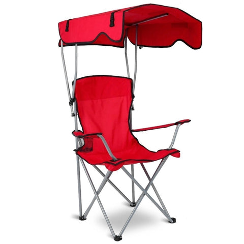 ZUN Foldable Beach Canopy Chair Sun Protection Camping Lawn Canopy Chair 330LBS Load Folding Seat,red 19710726