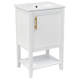 ZUN 20" Bathroom Vanity with Sink, Bathroom Cabinet with Soft Closing Door, Storage Rack and Open Shelf, 13067302