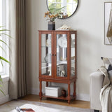 Curio Cabinet Lighted Curio Diapaly Cabinet with Open Storage Space,Solid Wood Legs and adjustable W1693P216941