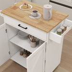 ZUN Kitchen island rolling trolley cart with Adjustable Shelves & towel rack & seasoning rack rubber 06552763