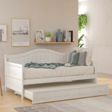 Twin Wooden Daybed with Trundle Bed, Sofa Bed for Bedroom Living Room,White WF192861AAK