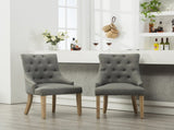 Grey Button Tufted Solid Wood Wingback Hostess Chairs with Nail Heads Set of 2 T2574P164607