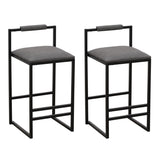 Set of 2 Counter Height Barstools Kitchen Island Stools with Back Modern Armless Metal Legs & PU 86496159