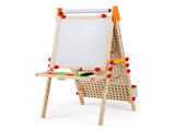 4-in-1 Kids Art Easel with Marble Run, Adjustable Height Double-Sided Drawing Easel with Paper Roll 01860714