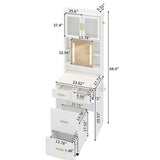 Small Vanity Desk with Sliding Mirror and LED Lights, Makeup Table with Charging Station and Storage 26697080