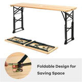 3-Piece Patio Picnic Set - 7.5ft Crank Tilt Umbrella, Heavy-Duty Resin Base, Adjustable Legs, 98362226