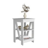 3-Tier End Table/Nightstand, Side Table for Small Space, White B097P199749