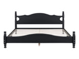 Queen Size Wood Platform Bed Frame,Retro Style Platform Bed with Wooden Slat Support,Black WF310132AAB