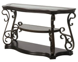 Sofa Table, Glass table top, MDF W/marble paper middle shelf, powder coat finish metal legs. W48720762