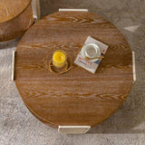 Carved Wooden Coffee Table, Retro End Table with Double-Layer Storage, Small Side Table for Living W3158P297426