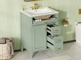 "24'' Green Bathroom Vanity with Sink, MDF & Rubberwood Construction, 3 Drawers & Cabinet with N725P448529F