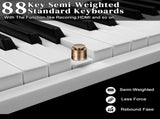 88 Key Folding Piano Semi-Weighted Standard Keyboards Digital Piano with Dual-tube X-Shape Stand 89687259