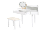 Modern Corner Makeup Vanity Desk with Large Storage, LED Mirror & Stool, Brightness Adjustable, N844P263664A