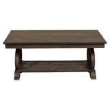 Classic Traditional Cocktail Table with Bottom Shelf Dark Oak Finish Scrolled Base Support 1pc B011P175456