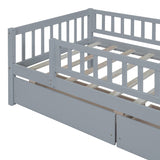 Twin Size Daybed Wood Bed with Two Drawers, Gray WF301864AAE
