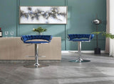Set of 2 Bar Stools,with Chrome Footrest and Base Swivel Height Adjustable Mechanical Lifting Velvet 21221220
