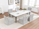 Linen Dining Chairs, Modern Fabric Side Chairs for Dining Room and Kitchen, with Padded Seat and W1170P365356