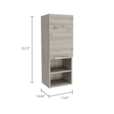 Medicine Single Door Cabinet 32" H, Two Interior Shelves, Two External Shelves, Light Gray B097133165