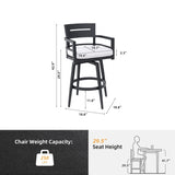 Modern Outdoor 2-Piece Swivel Bar Chairs Aluminum Frame with Ember Black, 360&deg Swivel, Ergonomic W1886P300273