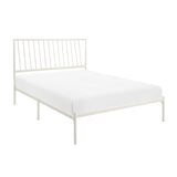 Metal Frame Queen Platform Bed White Finish Angle Headboard Bedroom Furniture 1pc B011P261198