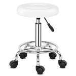 ZUN Round Stool with Lines Rotation Bar Stool White 44812868