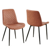 ZUN Brown Leathaire Dining Chairs Set of 2,Mid-Century Modern Leathaire Chairs Kitchen Living Room W1164P225828