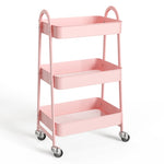 ZUN 3 Tier Small Rolling Cart, Metal Utility Storage Organizer Kitchen Trolley Bathroom Laundry Room Bar 55705486