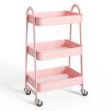 ZUN 3 Tier Small Rolling Cart, Metal Utility Storage Organizer Kitchen Trolley Bathroom Laundry Room Bar 55705486