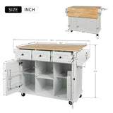 Kitchen Cart with Rubber wood Drop-Leaf Countertop ,Cabinet door internal storage racks,Kitchen 57726272