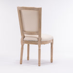 ZUN French Style Solid Wood Frame Linen Fabric Square Back Dining Chair,Set of 2,Cream W162290981