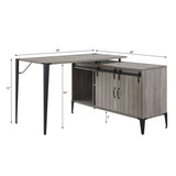 L-Shape Writing Desk with Side Cabinet, Gray Oak and Black B016P317517