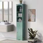 ZUN Tall Bathroom Cabinet, Freestanding Storage Cabinet with Drawer, MDF Board, Adjustable Shelf, Green 97014732