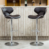 Masaccio Upholstery Airlift Adjustable Swivel Barstool with Chrome Base, Set of 2, Dark Brown T2574P164832