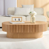 43.70Inch Modern Handcraft Drum Coffee Oval Coffee for Living Room,Small Wooden Coffee W2582P250631