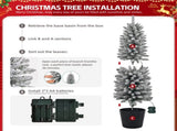 Set of 3 Pre-lit Xmas Trees with Pot Stands, 3/4/5 FT Snow Flocked Artificial Christmas Trees with 53610875