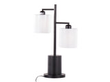 Cannes Contemporary Table Lamp in Black Metal with White Shades B202P224122
